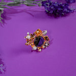 Grey Stone Floral Ring