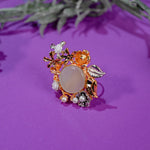 White Stone Floral Ring