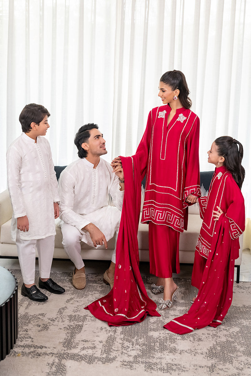 White Embroidered kurta combo