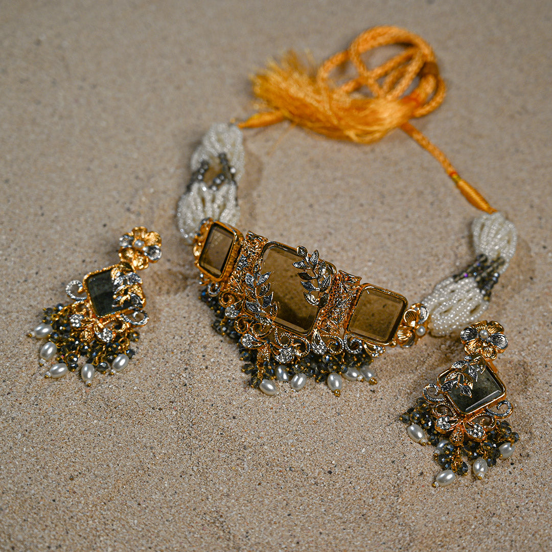 Champagne Doublet Stone Choker set