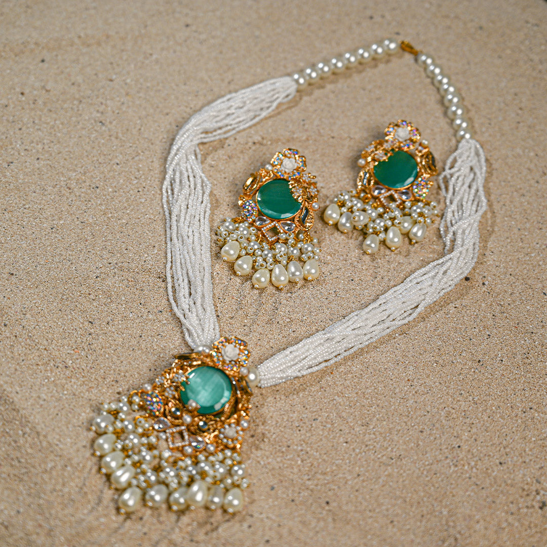 Sea green Fancy Pearl Mala