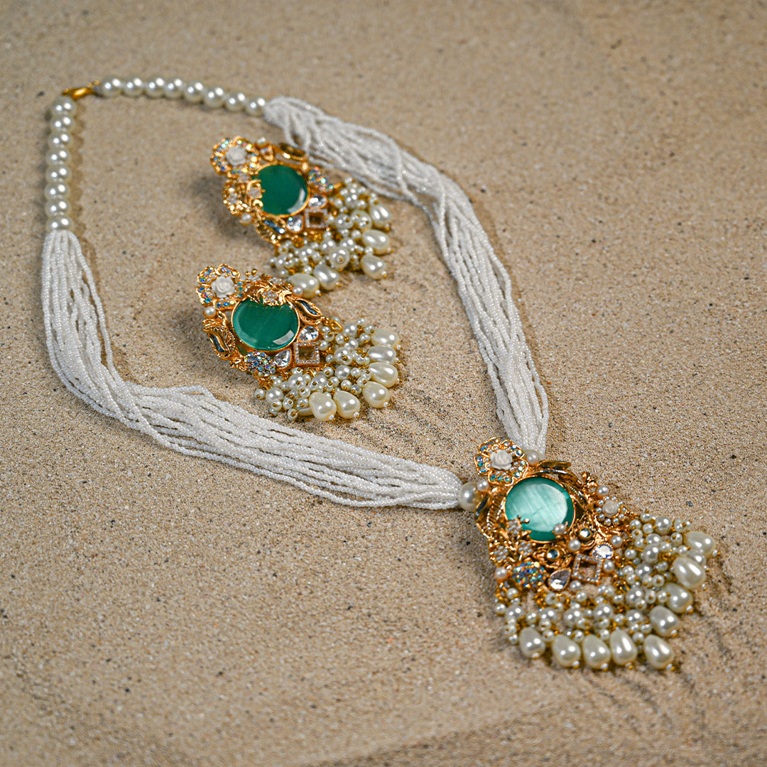 Sea green Fancy Pearl Mala