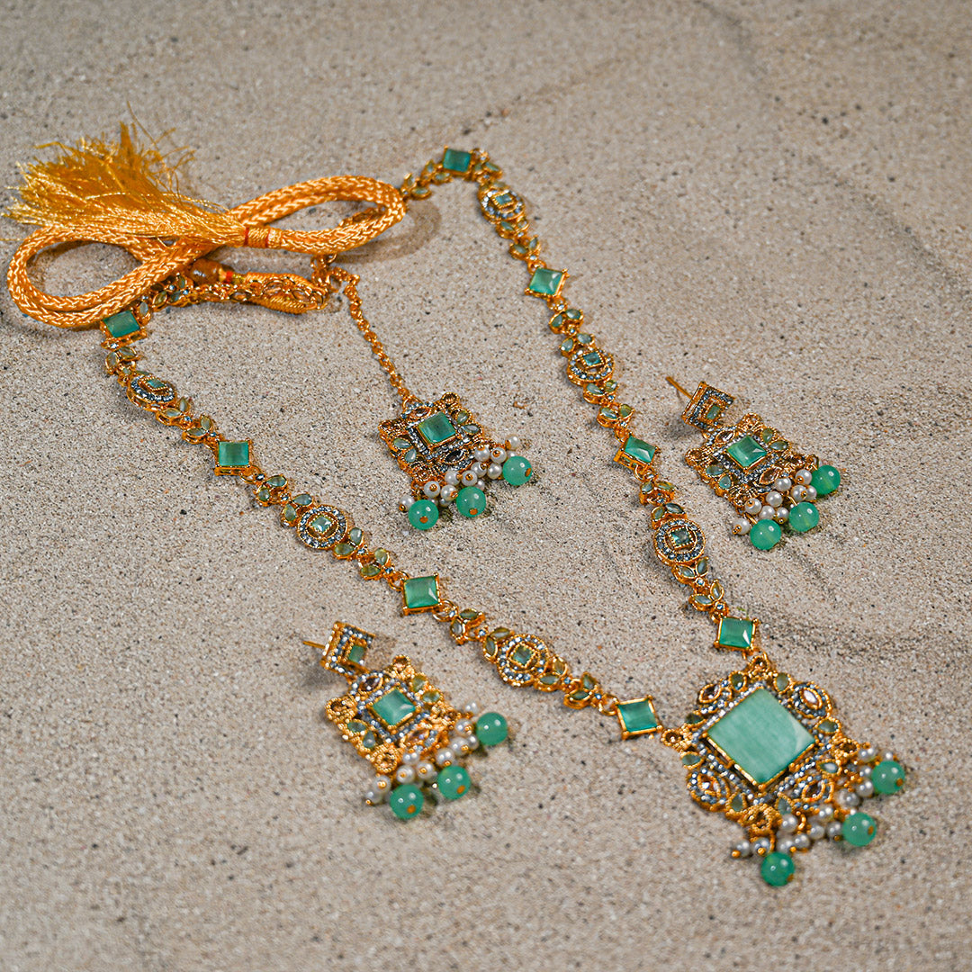 Sea Green Gold Mala Set