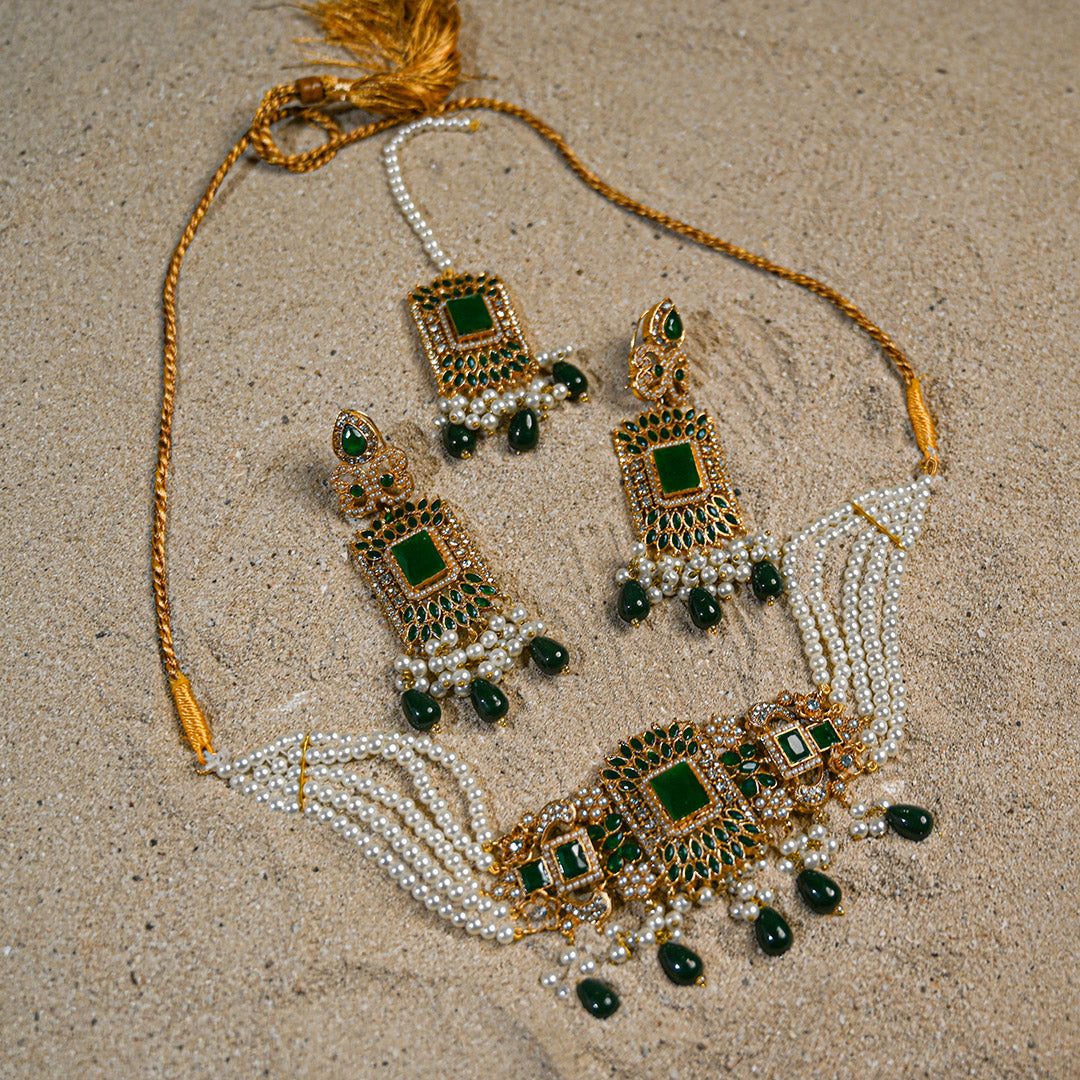 Emerald Mega Gold Choker Set