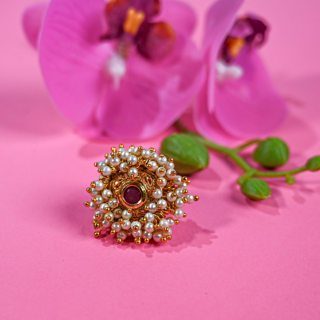 White Maroon Gajra Ring