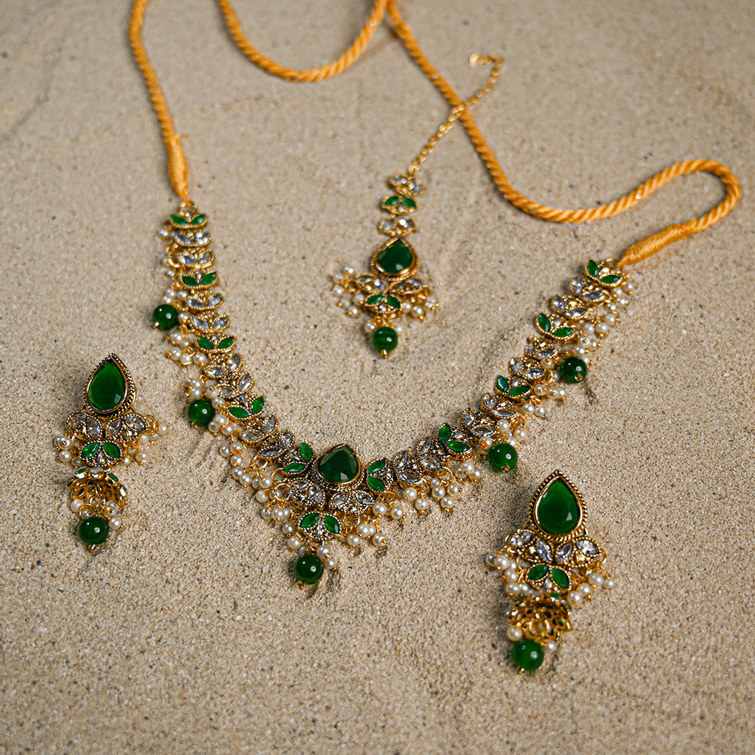 Emerald Drop Choker Set