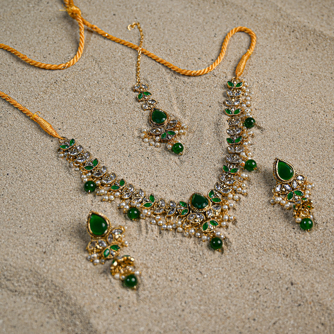 Emerald Drop Choker Set
