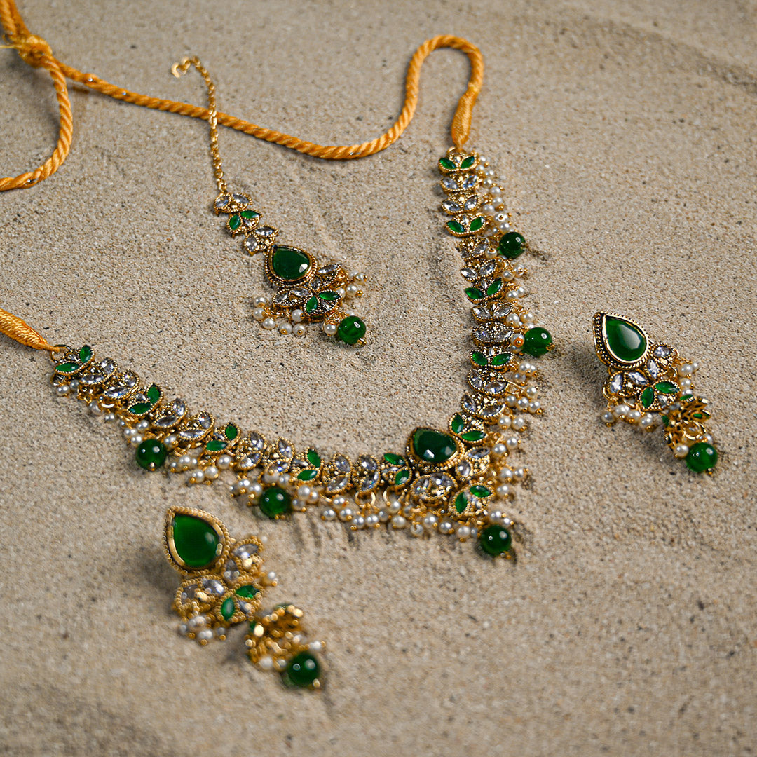 Emerald Drop Choker Set