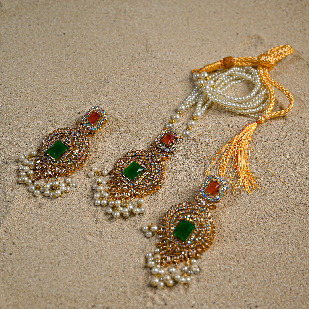 Nauratan Emerald Ruby Mala set