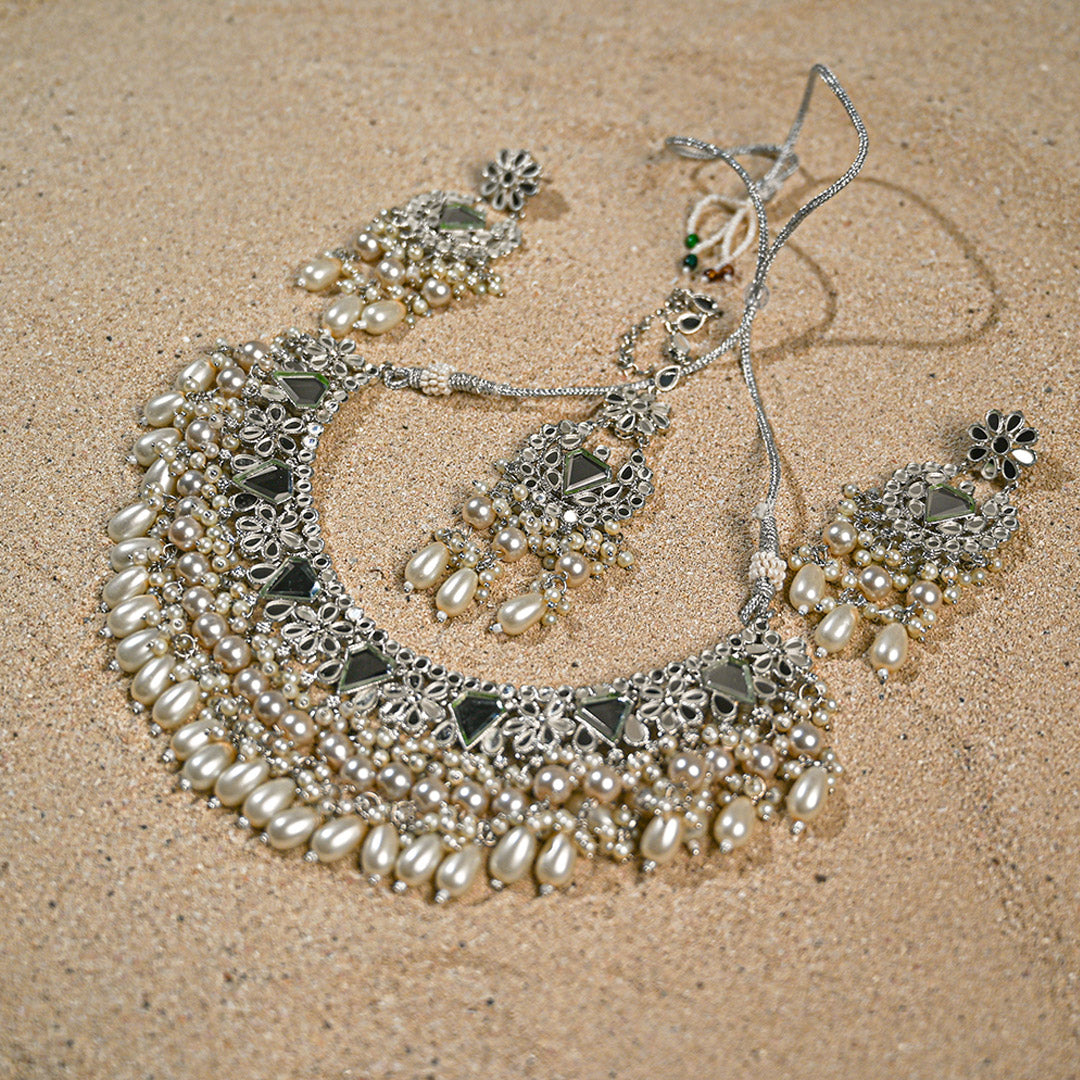 Silver Mirror Choker set