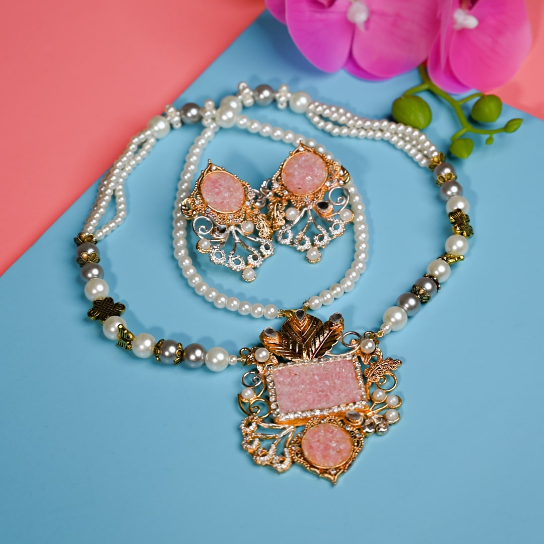 Pink Crush Pearl Mala set