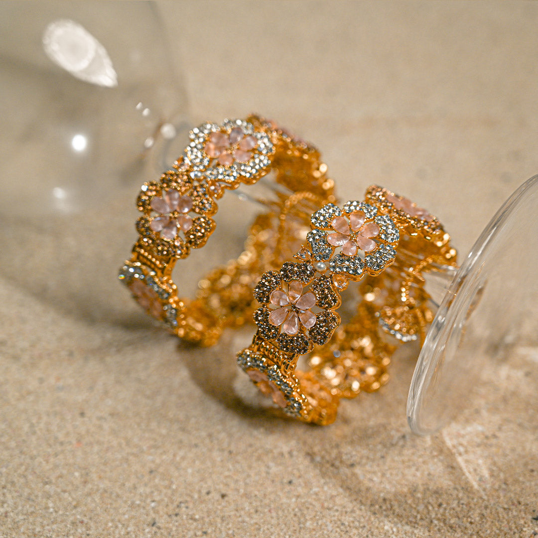 Dusty pink Floral Bangles