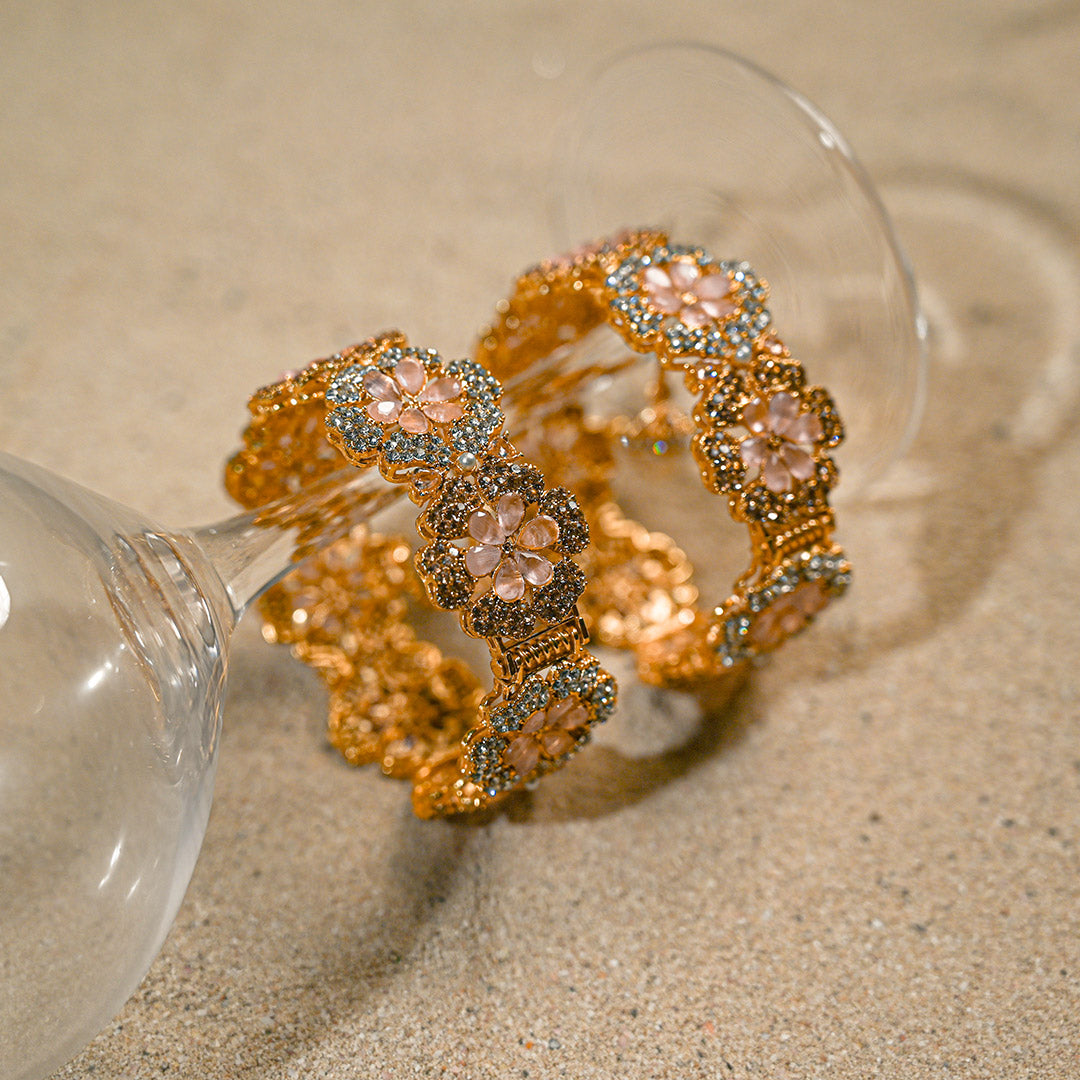 Dusty pink Floral Bangles