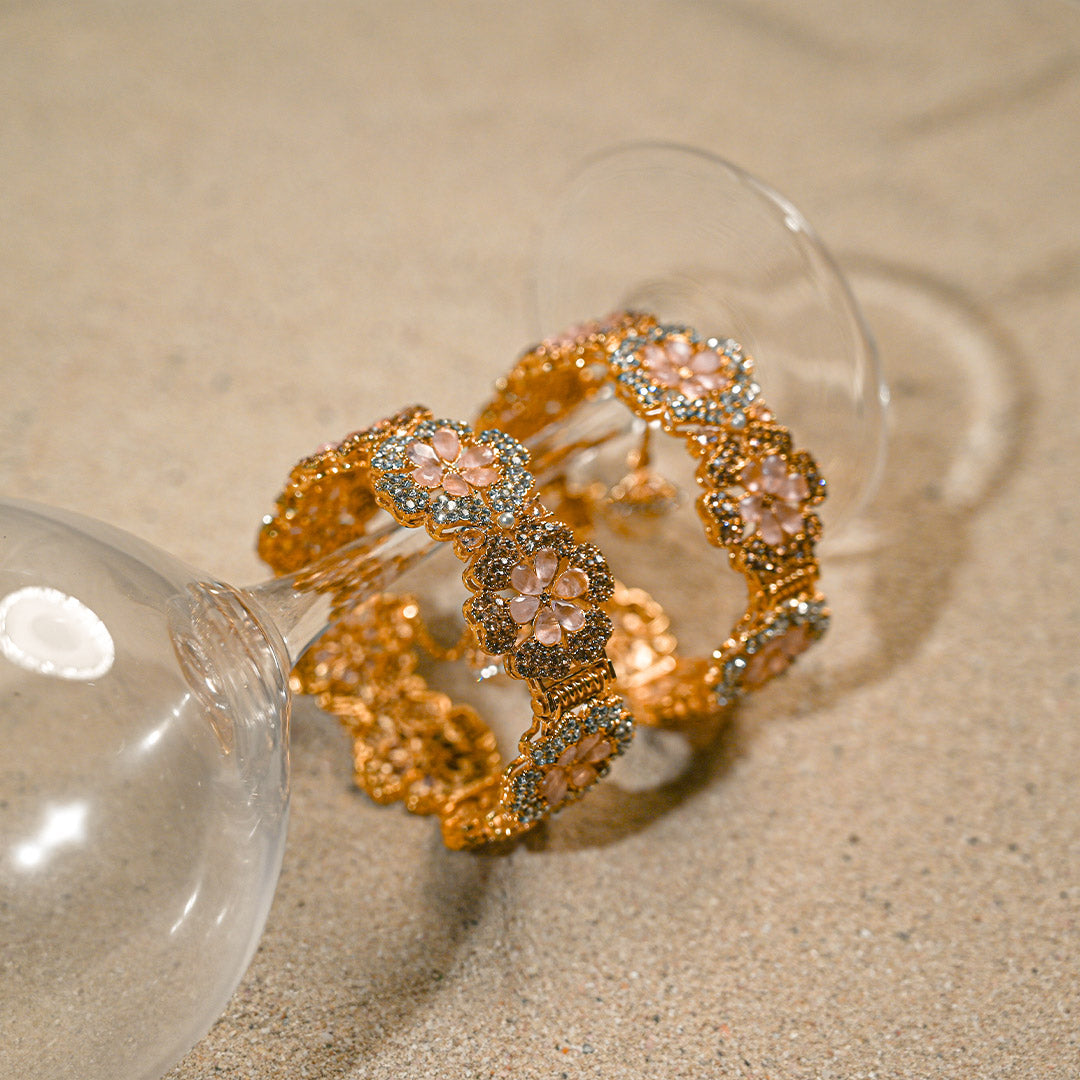 Dusty pink Floral Bangles