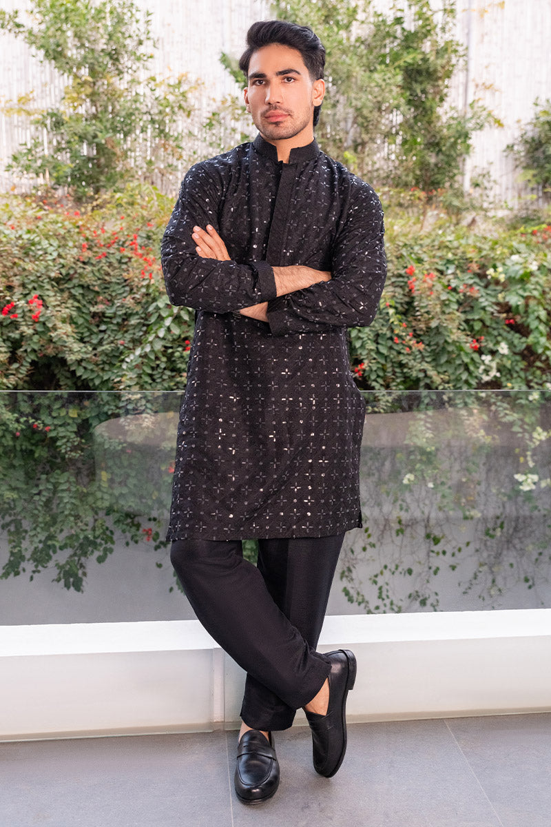 Embroidered Black Kurta