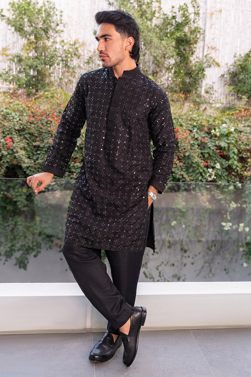 Embroidered Black Kurta