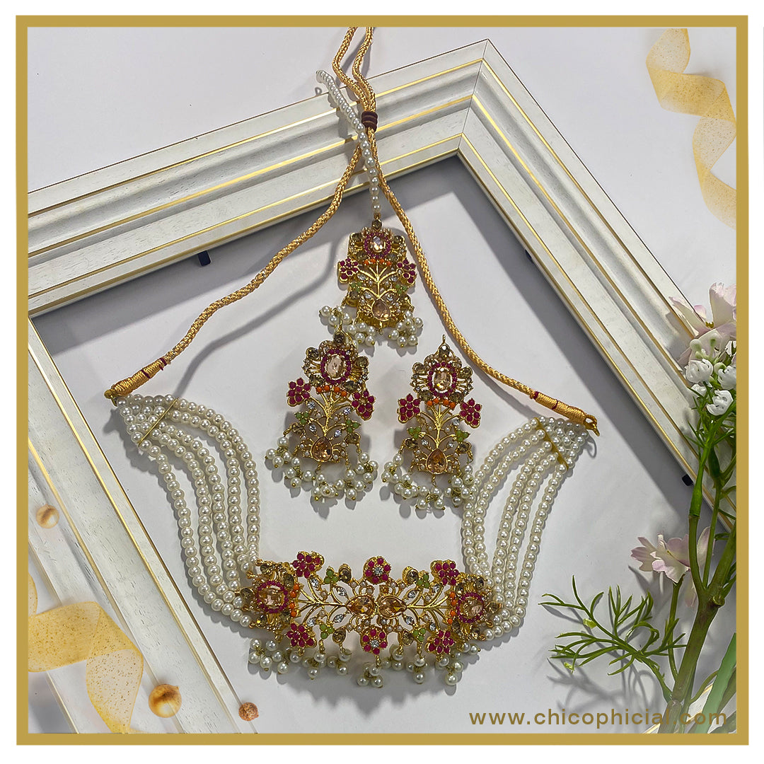 Pink Nauratan Pearl Choker Set