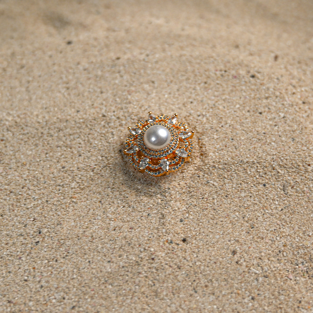 Pearl Sphere Gold Ring