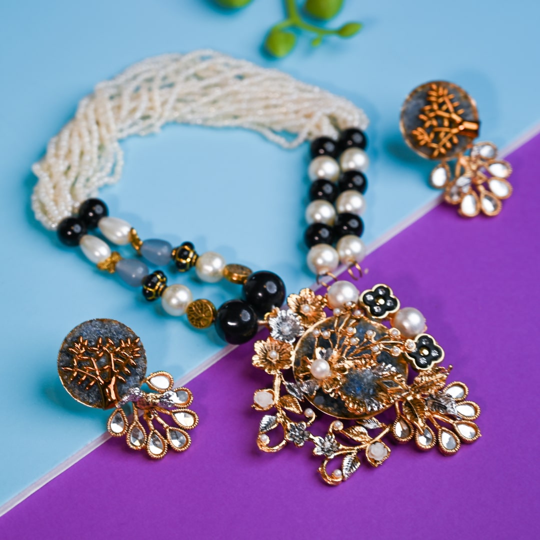 Ash Grey Crush Mala set