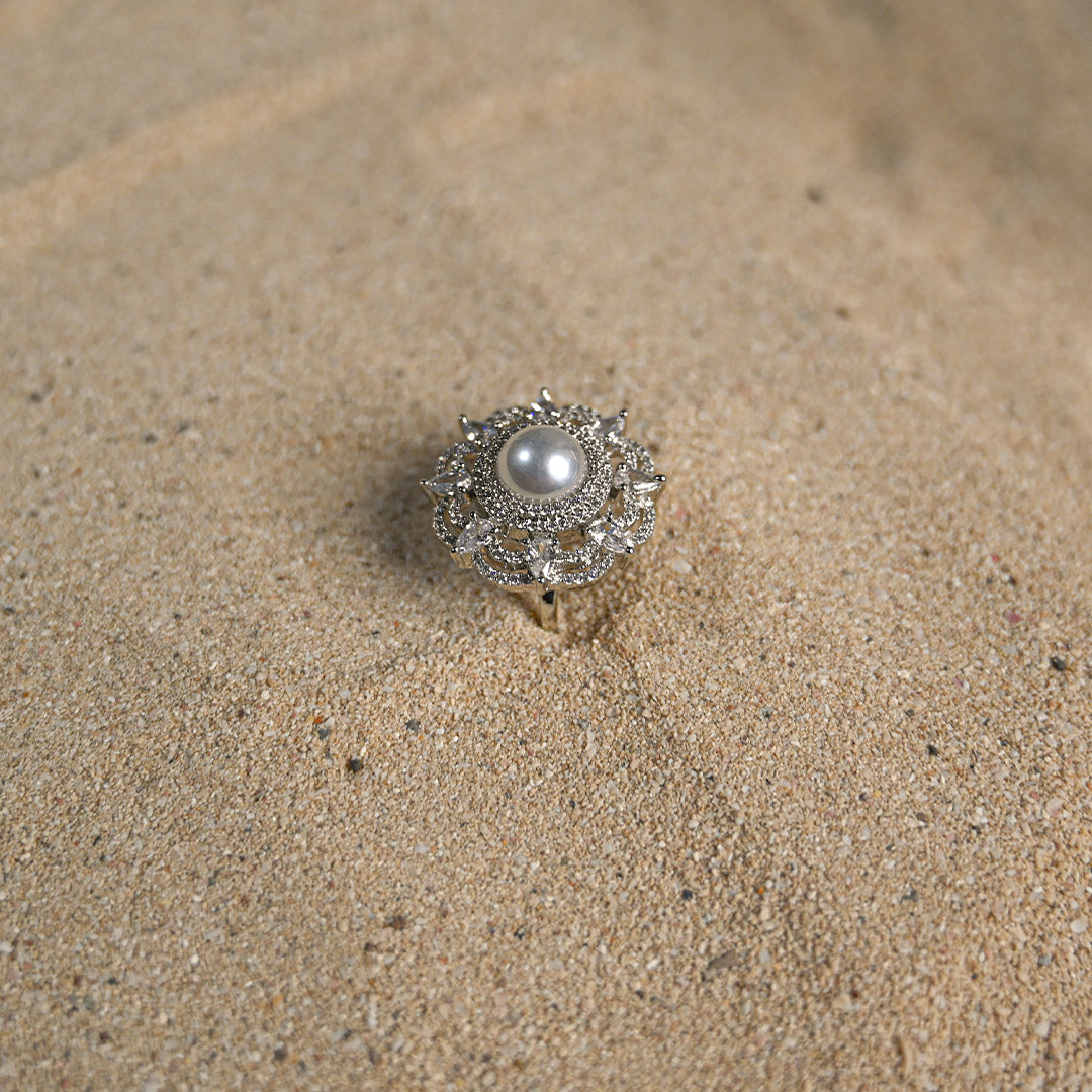 Pearl Sphere Silver Ring