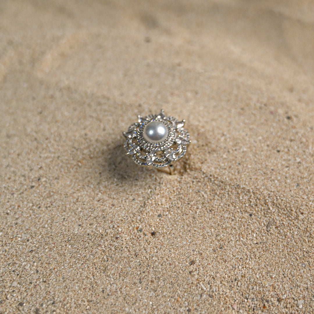Pearl Sphere Silver Ring