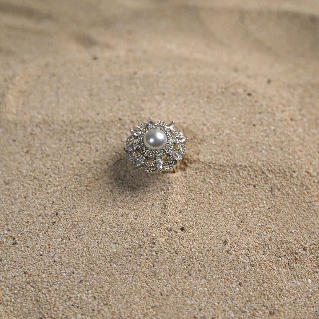 Pearl Sphere Silver Ring