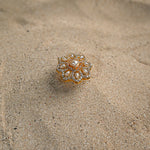 Floral White Pearl Kundan Ring