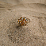 Floral White Pearl Kundan Ring