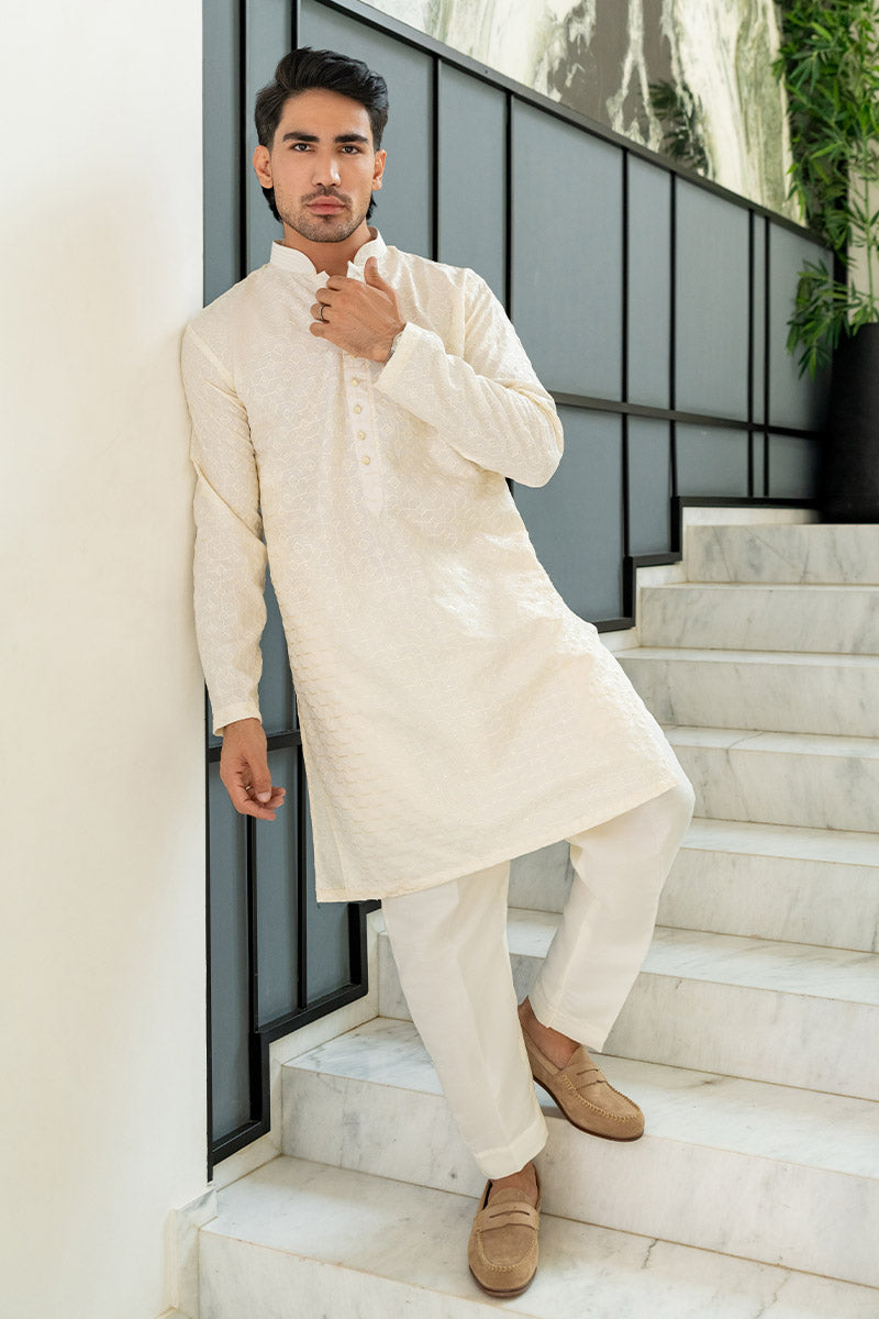 Ivory Embroidered Kurta