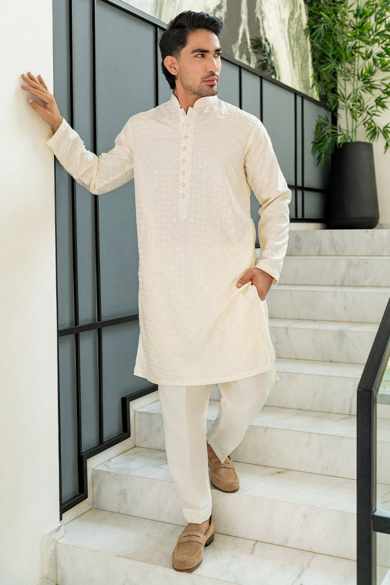 Ivory Embroidered Kurta