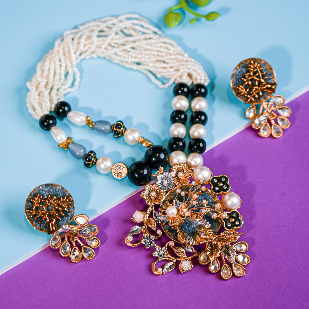 Ash Grey Crush Mala set