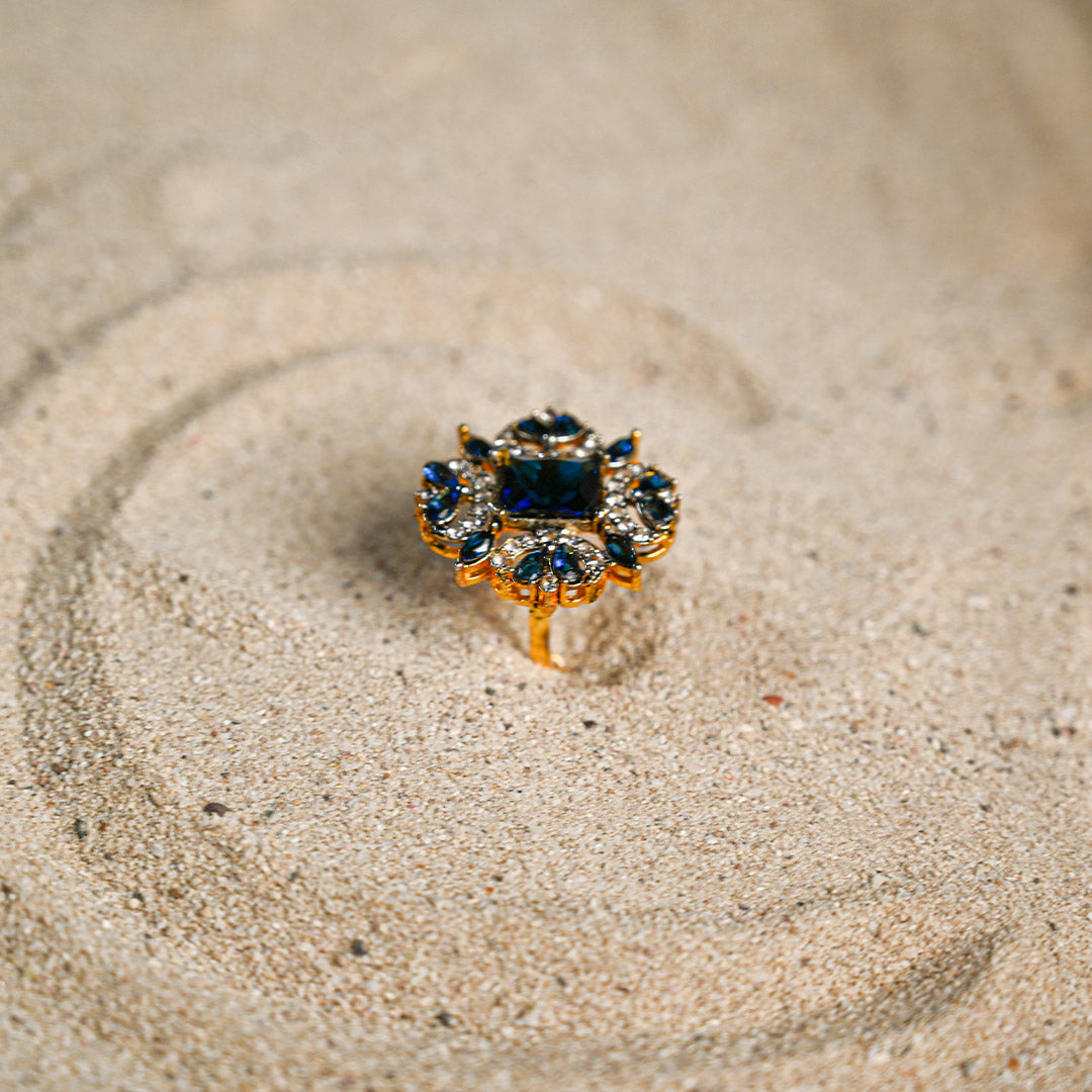 Navy Blue Crystal Ring