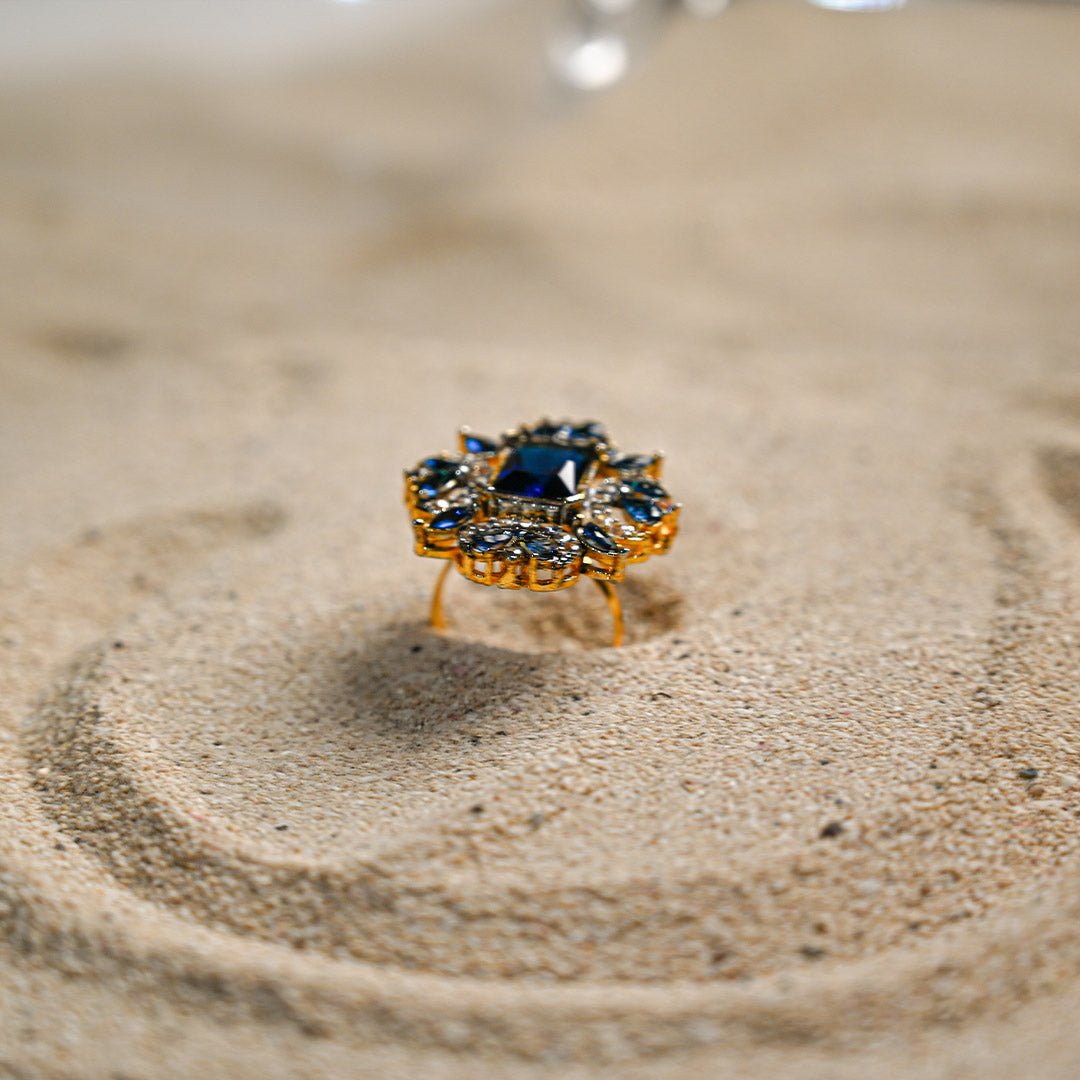 Navy Blue Crystal Ring