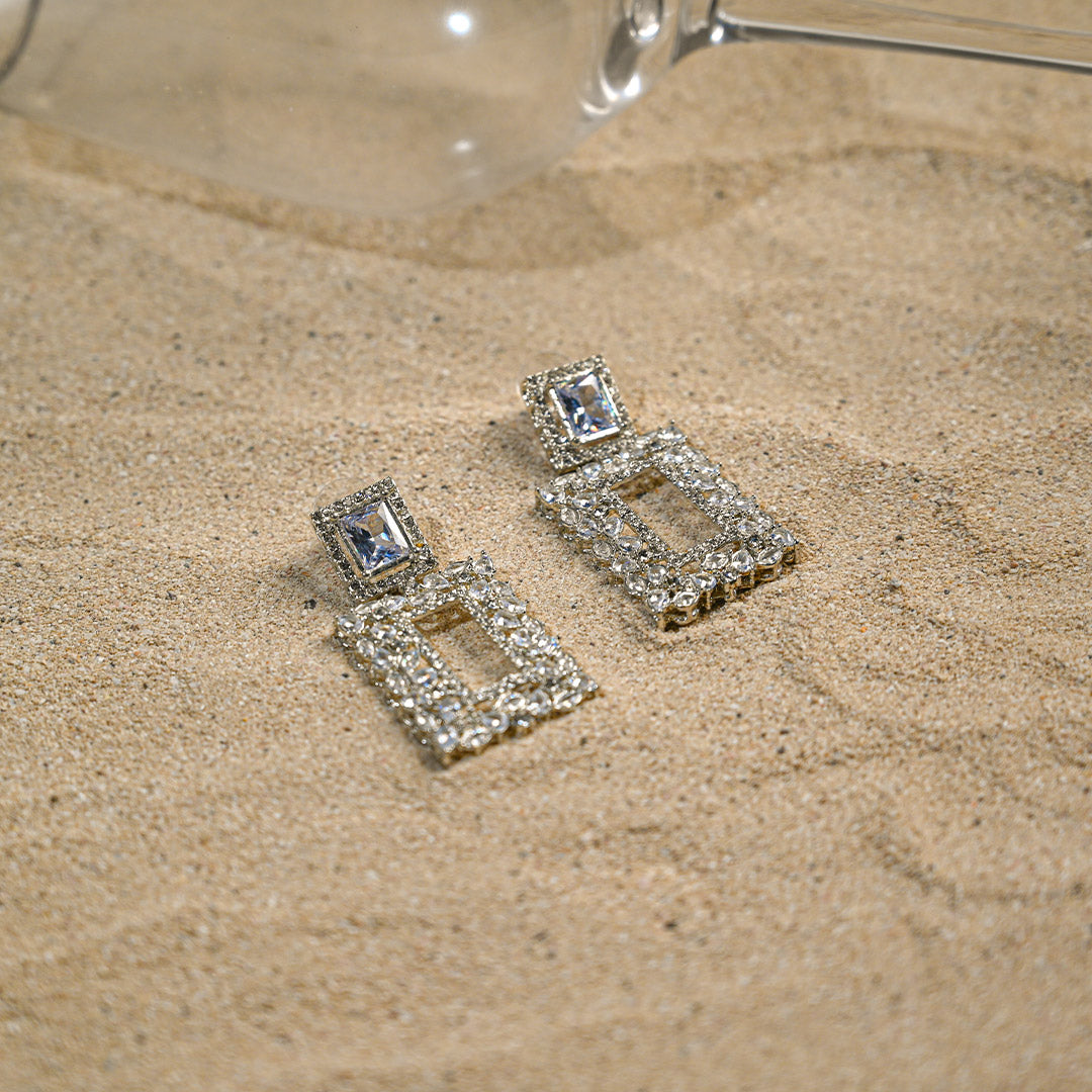 Silver Square Earrings