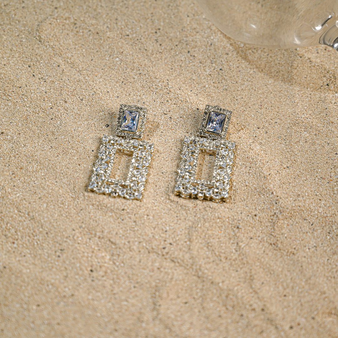 Silver Square Earrings