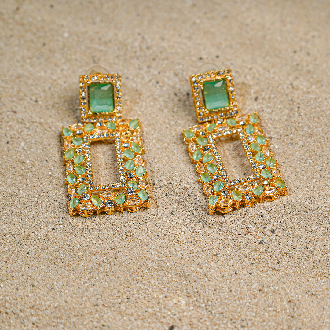 Sea Green Square Earrings