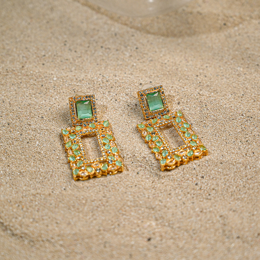 Sea Green Square Earrings