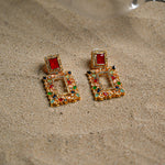 Maroon Square Earrings