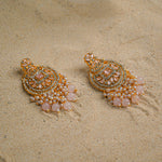 Tea pink Gold Chandelier Earrings