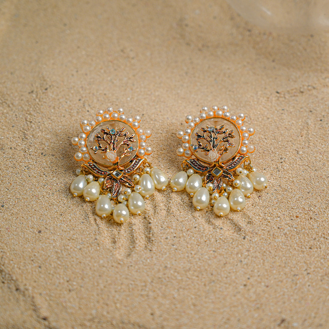 Pearl gold tree Earrings