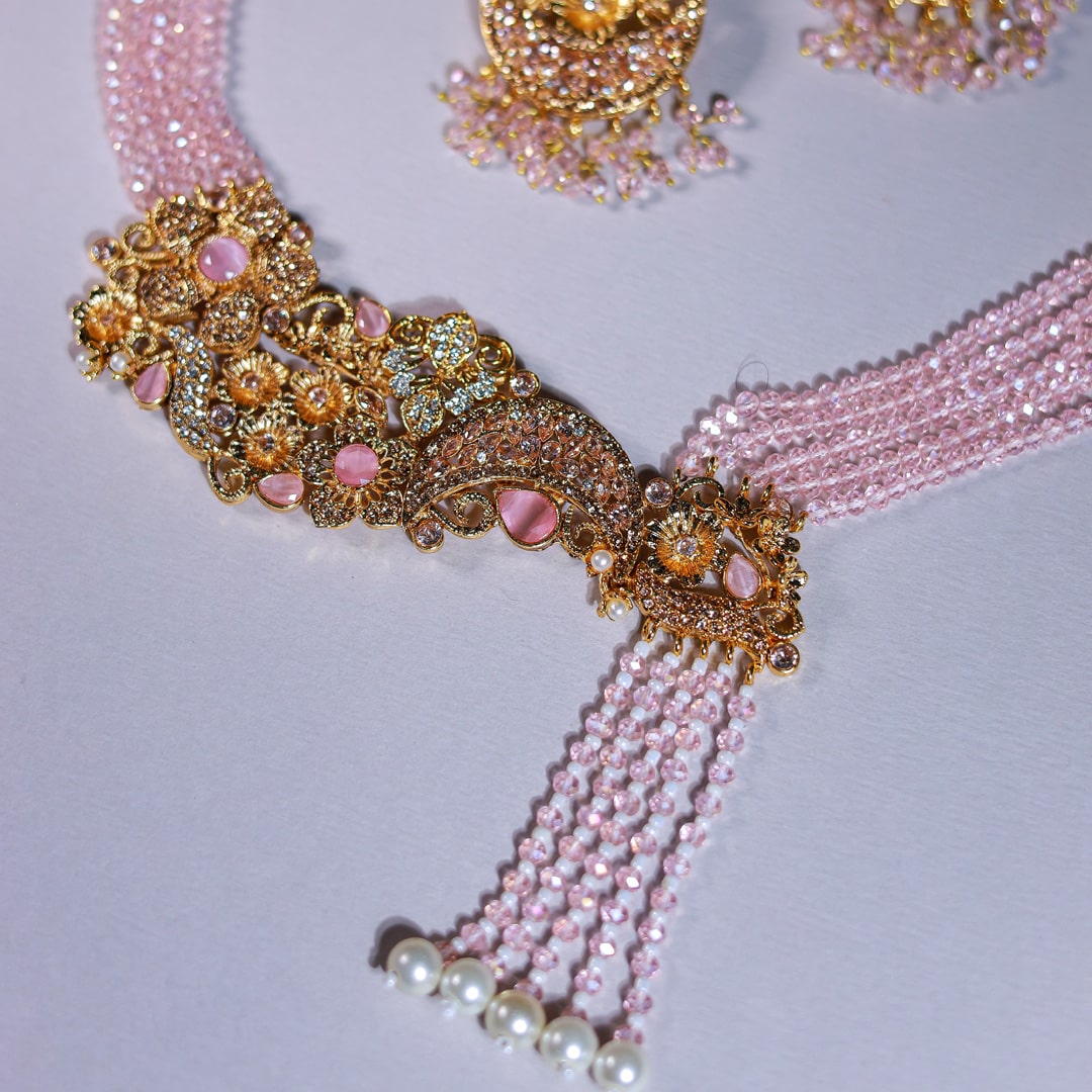 Dusty pink gold Mala set