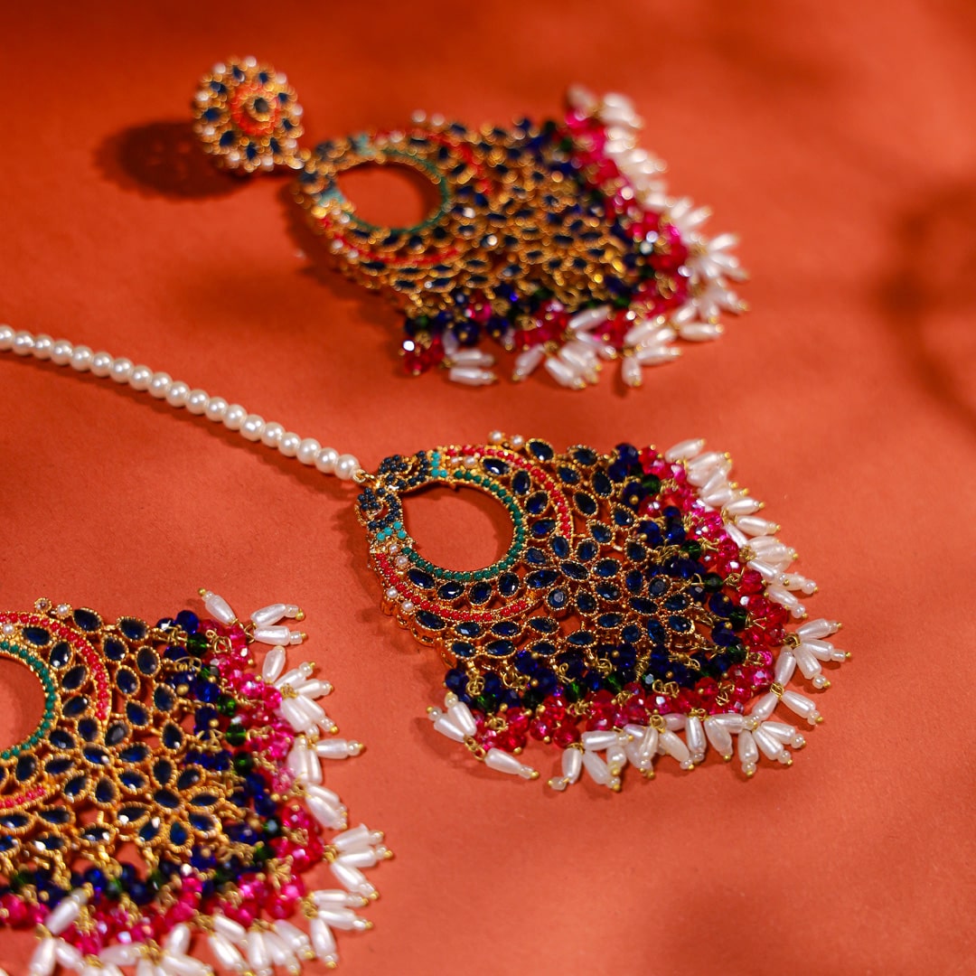 SHOCKING PINK & BLUE MANG TEEKA SET