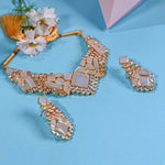 Dusty pink A symmetrical Stone Choker Set