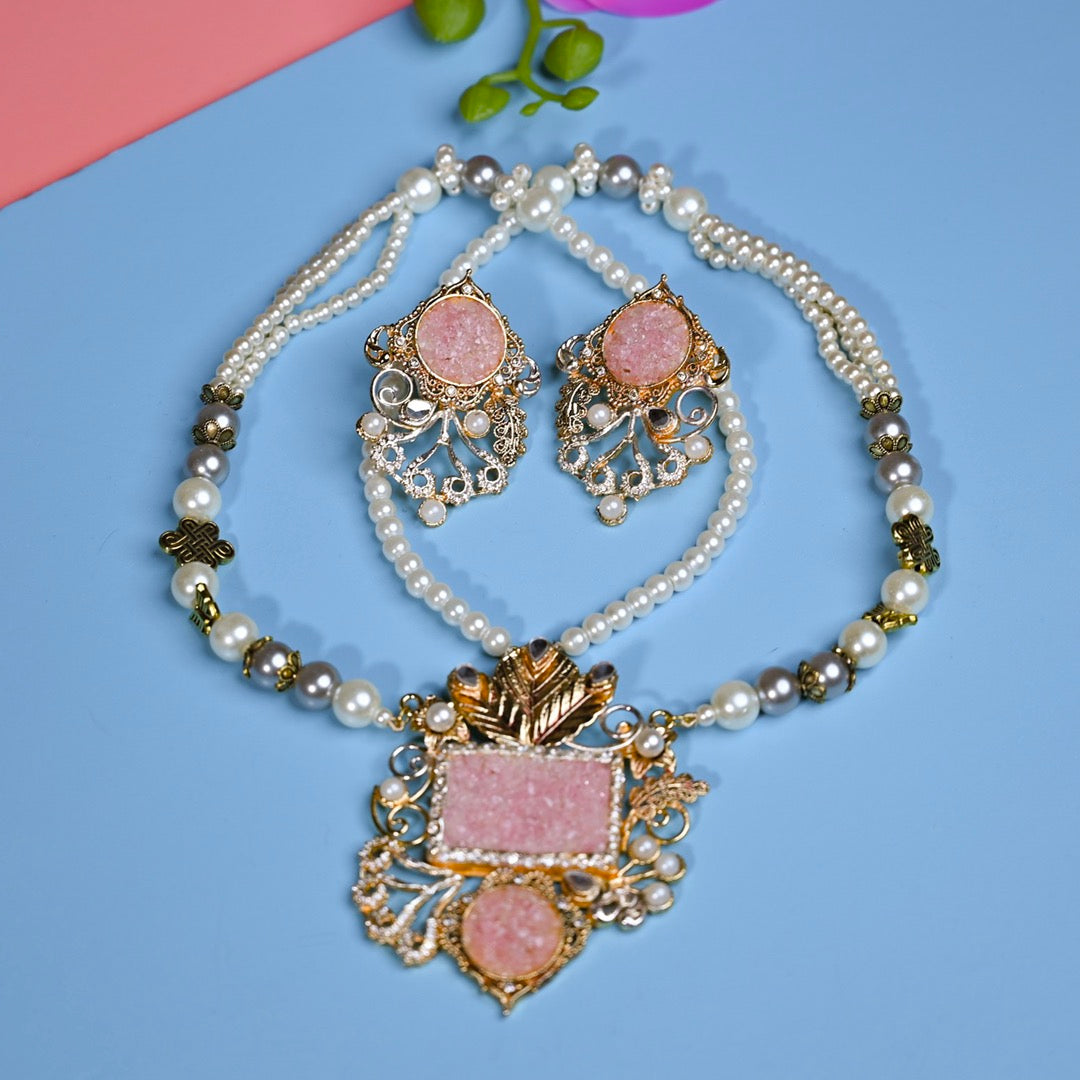 Pink Crush Pearl Mala set