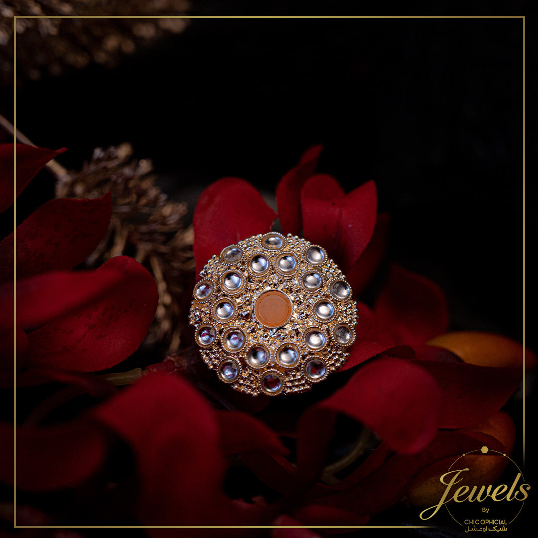 Peach Sphere stone ring