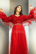 Ruby Red Sequin Pishwas