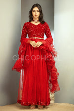 Ruby Red Sequin Pishwas