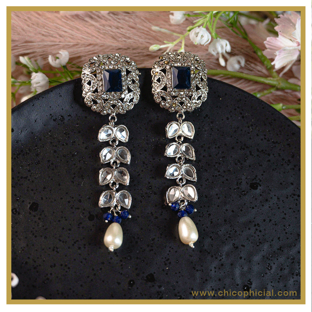 Navy Blue Zircon Earrings