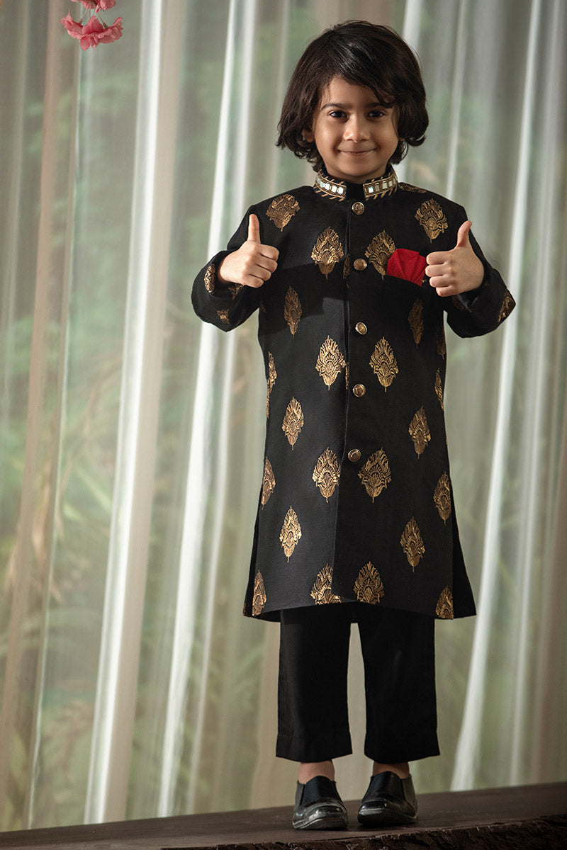 Lux Black sherwani Kids
