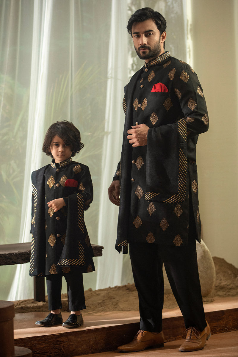 Lux Black Sherwani Combo